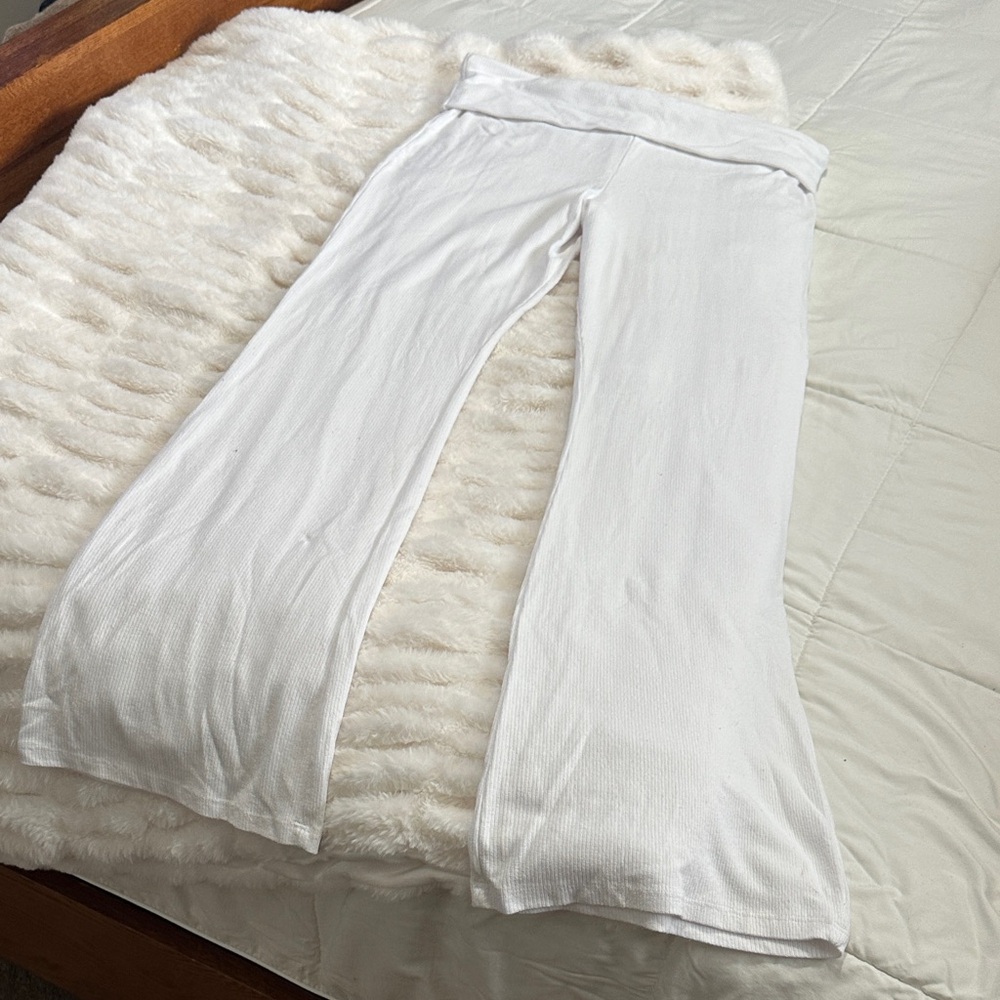 Wild Fable White Fold Over Ribbed Lounge Pants - Picture 3 of 7